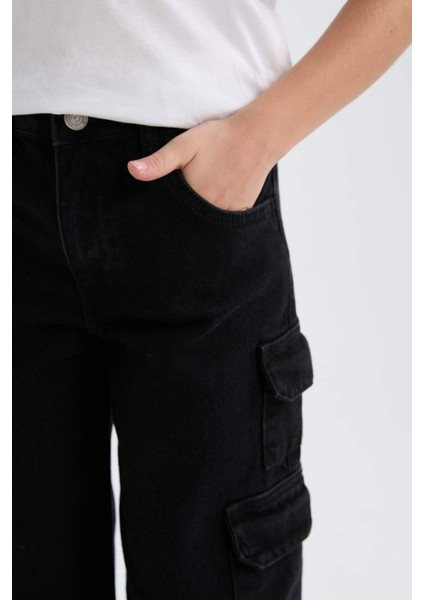 Kız Çocuk Wide Leg Kargo Geniş Paça Jean Pantolon D7373A825SM