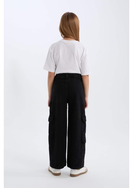 Kız Çocuk Wide Leg Kargo Geniş Paça Jean Pantolon D7373A825SM