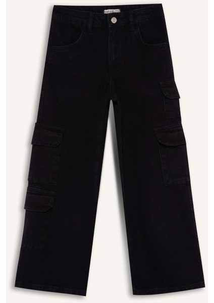 Kız Çocuk Wide Leg Kargo Geniş Paça Jean Pantolon D7373A825SM