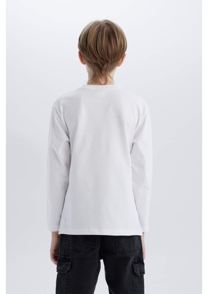 Erkek Çocuk Bisiklet Yaka Baskılı Uzun Kollu Tişört D7699A825SP
