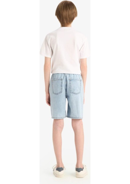 Erkek Çocuk Beli Lastikli Jean Şort B5764A825SM
