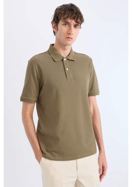 %100 Pamuk Regular Fit Polo Yaka Kısa Kollu Basic Düz Pike Kumaş Tişört C1293AX25SP