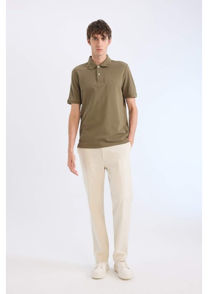 %100 Pamuk Regular Fit Polo Yaka Kısa Kollu Basic Düz Pike Kumaş Tişört C1293AX25SP