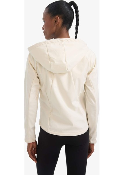 Fit Su İtici Regular Fit Kapüşonlu Fermuarlı Softshell Mont D6088AX25SP