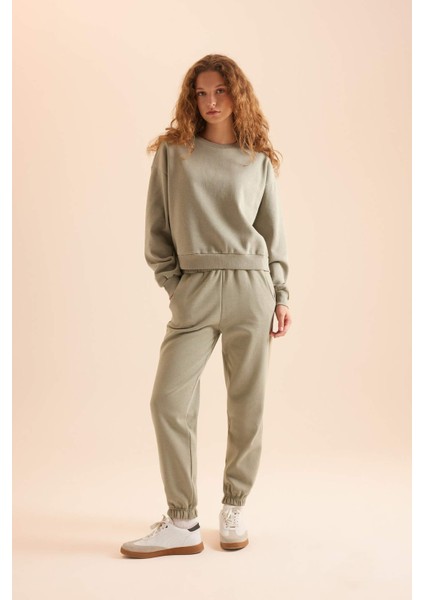 Regular Fit 2'li Takım Sweatshirt Beli Lastikli Jogger Eşofman Altı D8022AXNS