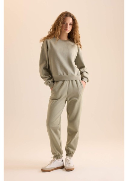 Regular Fit 2'li Takım Sweatshirt Beli Lastikli Jogger Eşofman Altı D8022AXNS