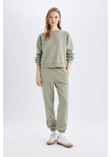 Regular Fit 2'li Takım Sweatshirt Beli Lastikli Jogger Eşofman Altı D8022AXNS