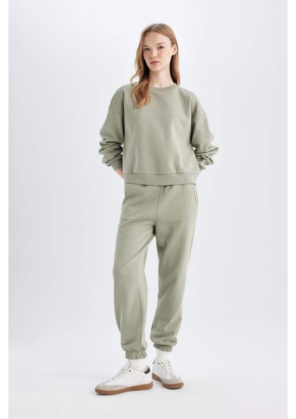 Regular Fit 2'li Takım Sweatshirt Beli Lastikli Jogger Eşofman Altı D8022AXNS
