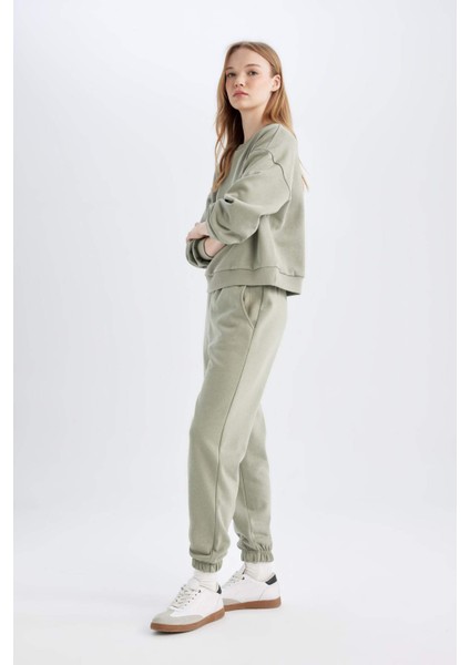 Regular Fit 2'li Takım Sweatshirt Beli Lastikli Jogger Eşofman Altı D8022AXNS