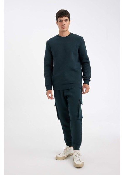 3 İplik Pamuklu Şardonlu İçi Polarlı Regular Fit Bisiklet Yaka Kalın Sweatshirt D7876AXNS