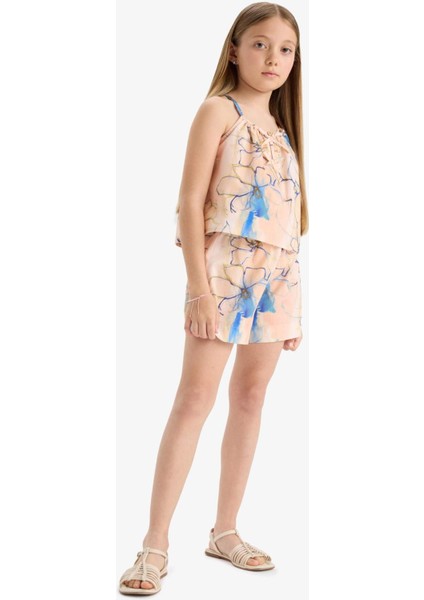 Kız Çocuk Beli Lastikli Desenli Pamuklu Şort D7624A825HS