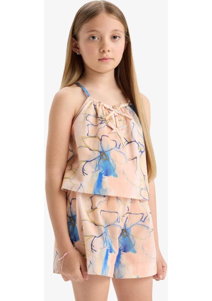 Kız Çocuk Beli Lastikli Desenli Pamuklu Şort D7624A825HS