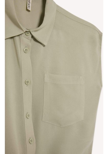 Kız Çocuk Crop Önden Bağlamalı Pamuklu Kısa Kollu Gömlek D7646A825SM