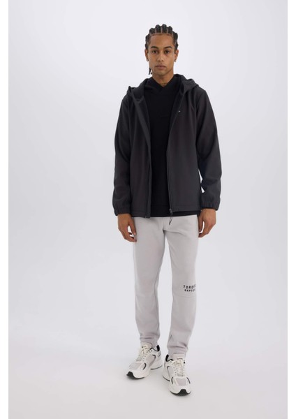 Fit Su Geçirmez Regular Fit Kapüşonlu İçi Polarlı Fermuarlı Softshell Yağmurluk D6178AX25SP