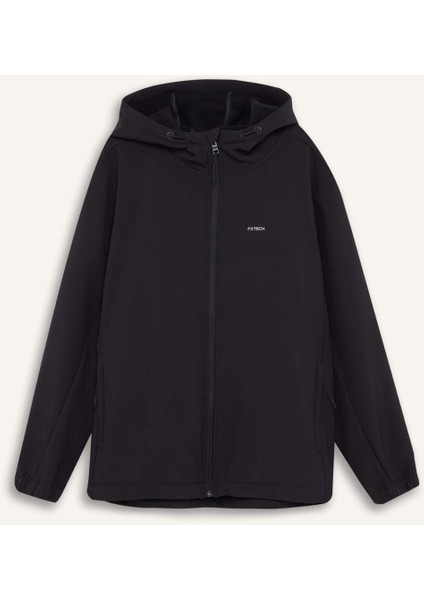 Fit Su Geçirmez Regular Fit Kapüşonlu İçi Polarlı Fermuarlı Softshell Yağmurluk D6178AX25SP