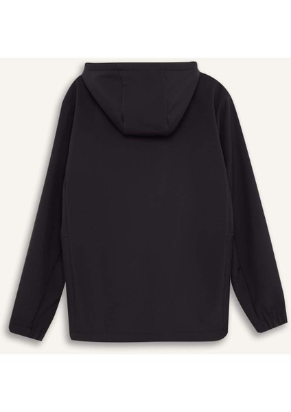 Fit Su Geçirmez Regular Fit Kapüşonlu İçi Polarlı Fermuarlı Softshell Yağmurluk D6178AX25SP