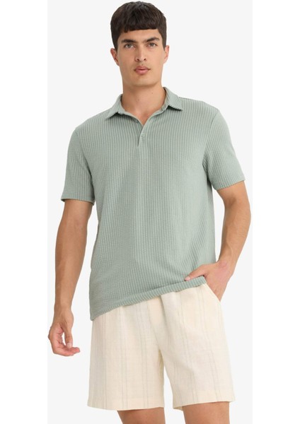 Slim Fit Dar Kesim Polo Yaka Pamuklu Kısa Kollu Tişört