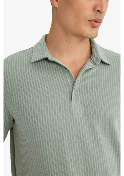 Slim Fit Dar Kesim Polo Yaka Pamuklu Kısa Kollu Tişört