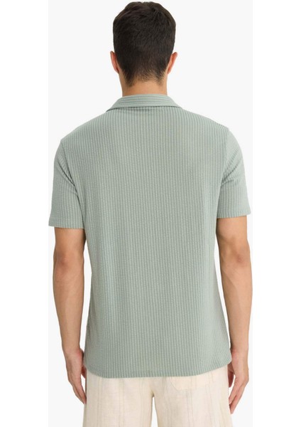 Slim Fit Dar Kesim Polo Yaka Pamuklu Kısa Kollu Tişört