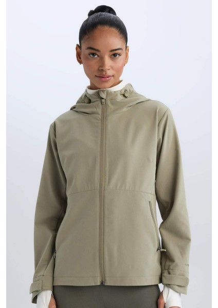 Fit Su İtici Regular Fit Kapüşonlu Fermuarlı Cepli Esnek Dokulu Mevsimlik Baharlık Mont D6084AX25SP