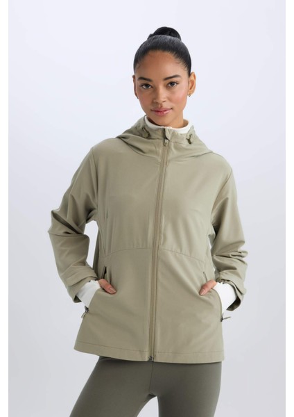 Fit Su İtici Regular Fit Kapüşonlu Fermuarlı Cepli Esnek Dokulu Mevsimlik Baharlık Mont D6084AX25SP