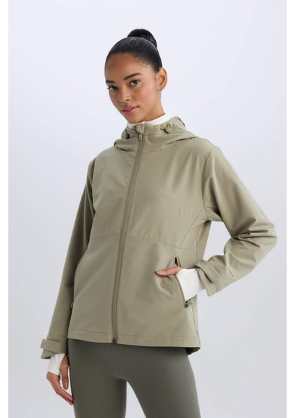 Fit Su İtici Regular Fit Kapüşonlu Fermuarlı Cepli Esnek Dokulu Mevsimlik Baharlık Mont D6084AX25SP