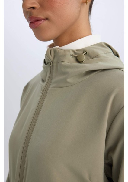 Fit Su İtici Regular Fit Kapüşonlu Fermuarlı Cepli Esnek Dokulu Mevsimlik Baharlık Mont D6084AX25SP