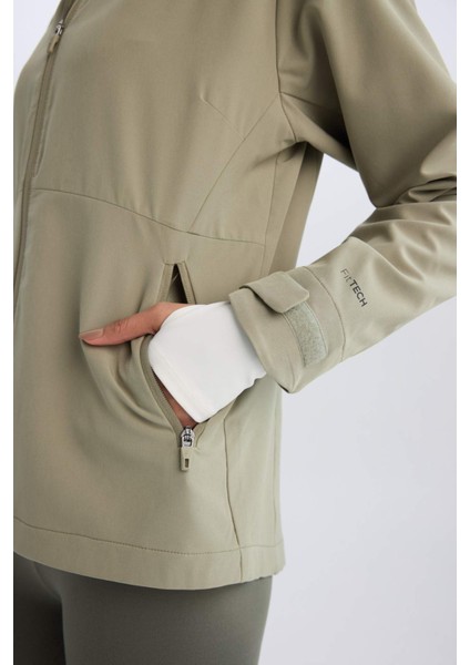 Fit Su İtici Regular Fit Kapüşonlu Fermuarlı Cepli Esnek Dokulu Mevsimlik Baharlık Mont D6084AX25SP