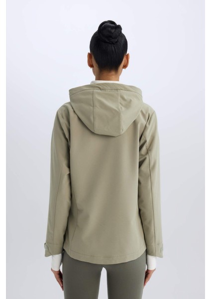 Fit Su İtici Regular Fit Kapüşonlu Fermuarlı Cepli Esnek Dokulu Mevsimlik Baharlık Mont D6084AX25SP