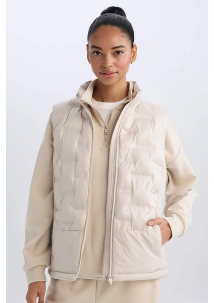 Fit Su İtici Dik Yaka Fermuarlı Kapitoneli Sporcu Şişme Yelek D6082AX25SP