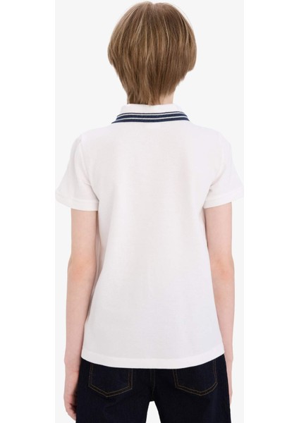 Erkek Çocuk Polo Yaka Nakışlı Pike Kısa Kollu Tişört D8091A825SM