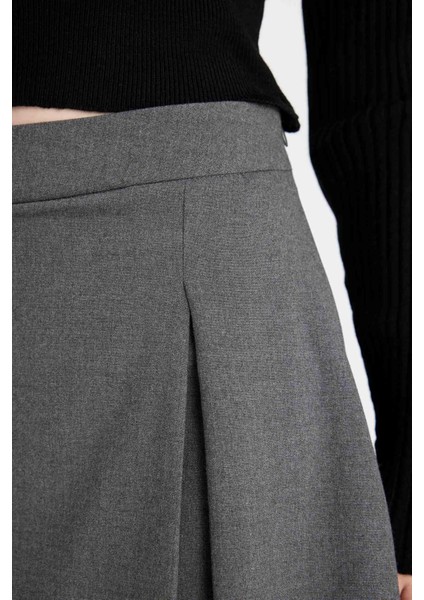 Coool Basic Düz Yüksek Bel Piliseli Mini Etek