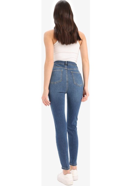 Anna Skinny Fit Yüksek Bel Düz Paça Uzun Jean Taş Yıkama Pantolon D8177AX25SP