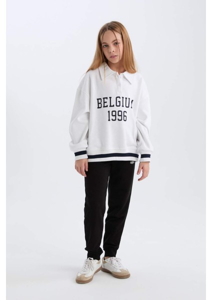 Kız Çocuk Beli Lastikli Baskılı Jogger Eşofman Altı D6482A8NS