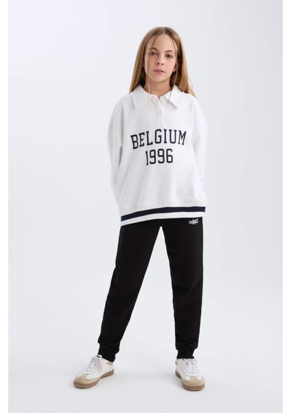 Kız Çocuk Beli Lastikli Baskılı Jogger Eşofman Altı D6482A8NS