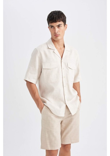 Beli Lastikli Cepli Pamuklu Bermuda Şort D8174AX24SM