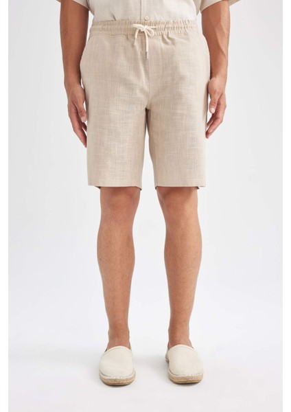 Beli Lastikli Cepli Pamuklu Bermuda Şort D8174AX24SM