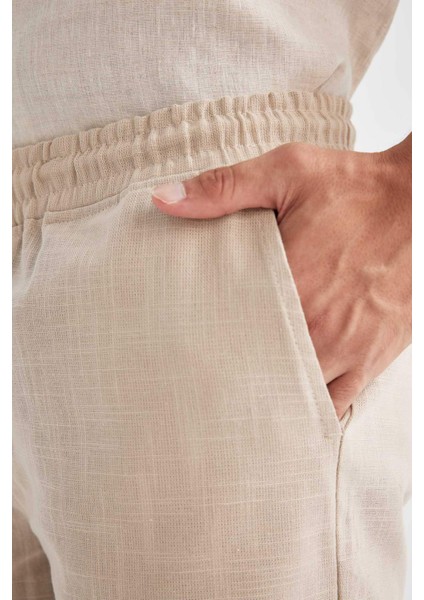 Beli Lastikli Cepli Pamuklu Bermuda Şort D8174AX24SM