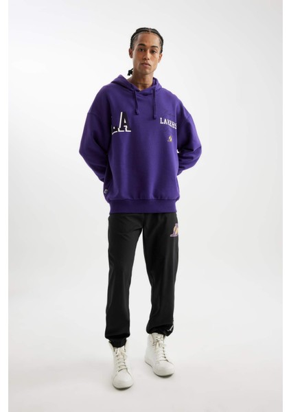 Fit NBA Los Angeles Lakers Dokuma Jogger Eşofman Altı Slim Fit Dar Kesim Cepli Ekstra Dar Paça