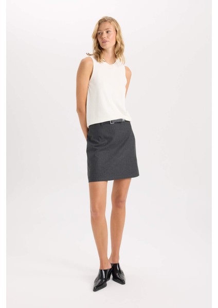 Fitted Bisiklet Yaka Kolsuz Basic Düz Triko Kazak D6160AX24AU