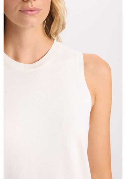 Fitted Bisiklet Yaka Kolsuz Basic Düz Triko Kazak D6160AX24AU