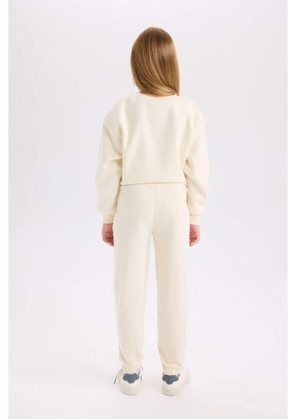 Kız Çocuk Beli Paçası Lastikli Basic Düz Jogger Eşofman Altı D3201A824WN