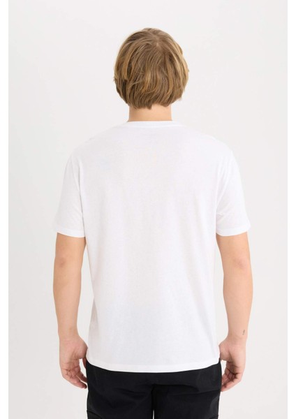 %100 Pamuk Regular Fit Bisiklet Yaka Baskılı Kısa Kollu Tişört D8203AX25SP