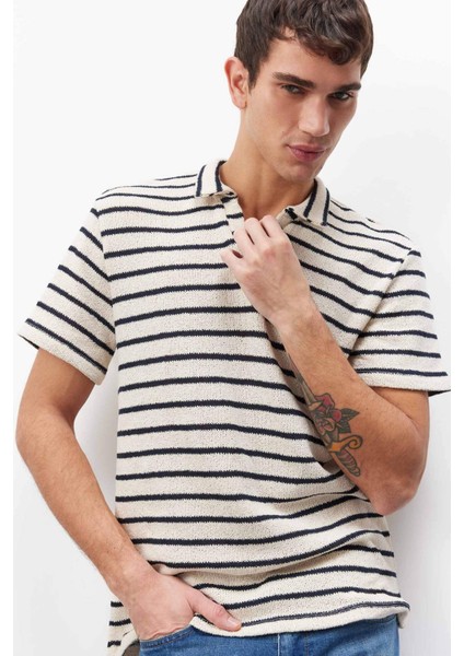 Regular Fit Polo Yaka Çizgili Kısa Kollu Tişört B6532AX25SP