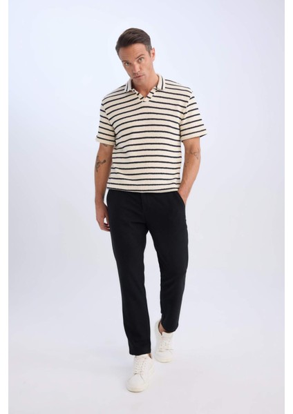 Regular Fit Polo Yaka Çizgili Kısa Kollu Tişört B6532AX25SP