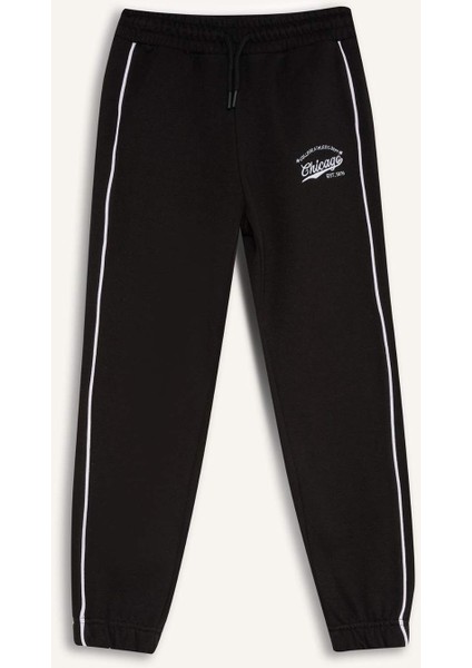 Kız Çocuk Beli Lastikli Baskılı Pamuklu Jogger Eşofman Altı D8092A824WN