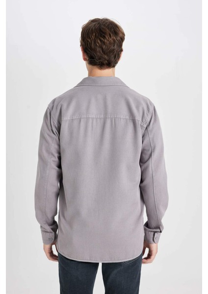 %100 Pamuk Regular Fit Basic Düz Uzun Kollu Gömlek D7406AX24AU