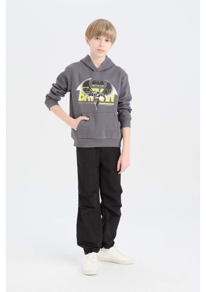 Erkek Çocuk Batman Kapüşonlu Kanguru Cepli Sweatshirt D6740A824WN