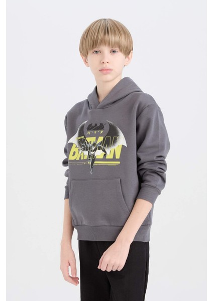Erkek Çocuk Batman Kapüşonlu Kanguru Cepli Sweatshirt D6740A824WN