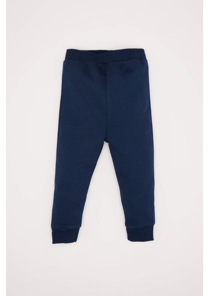 Erkek Bebek 2'li Takım Renk Bloklu İçi Yumuşak Tüylü Sweatshirt Beli Lastikli Eşofman Altı